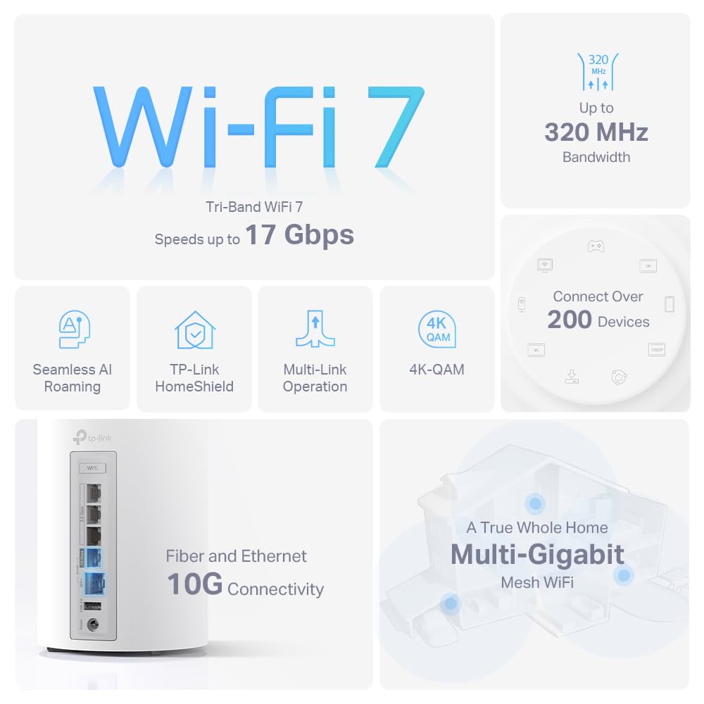 TP-Link Deco BE17000 Tri-Band WiFi 7 Mesh System (Deco BE75) 2-Pack