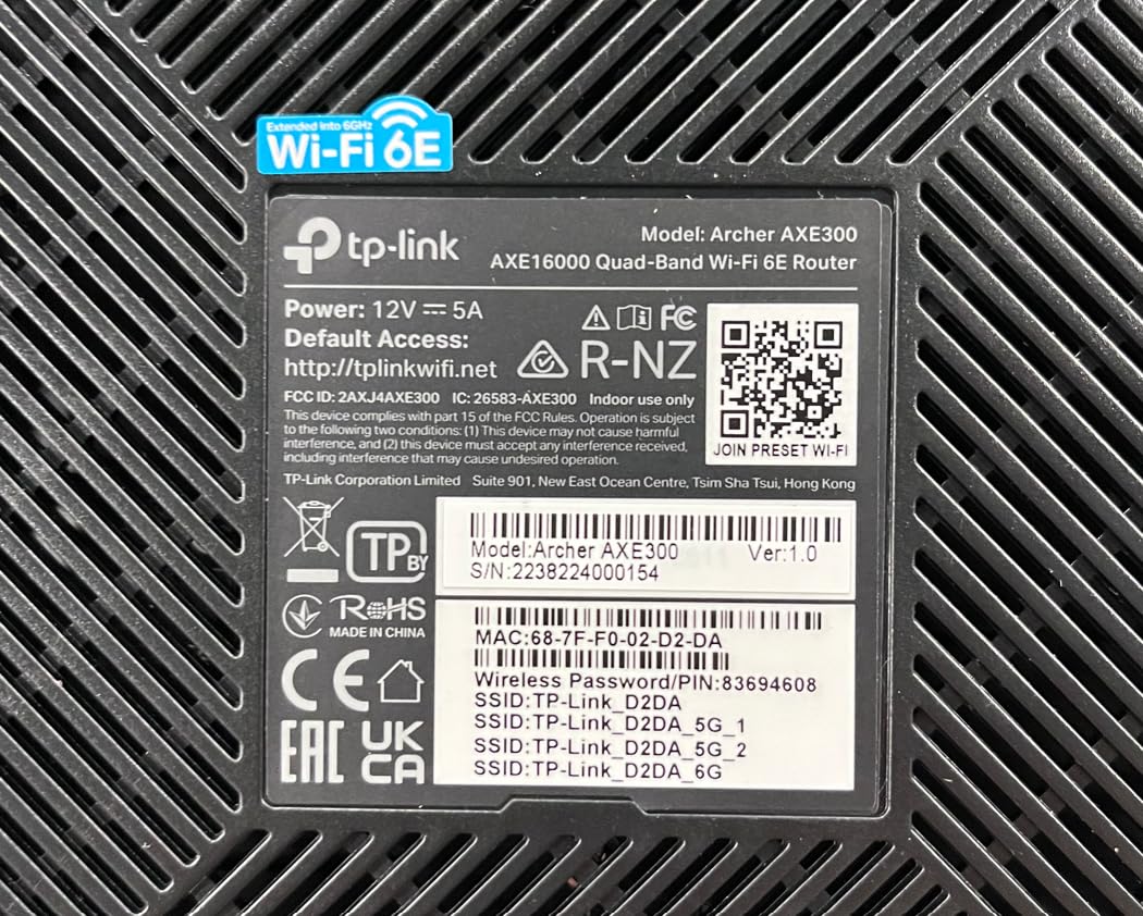 TP-Link AXE16000 Quad-Band WiFi 6E Router (Archer AXE300)