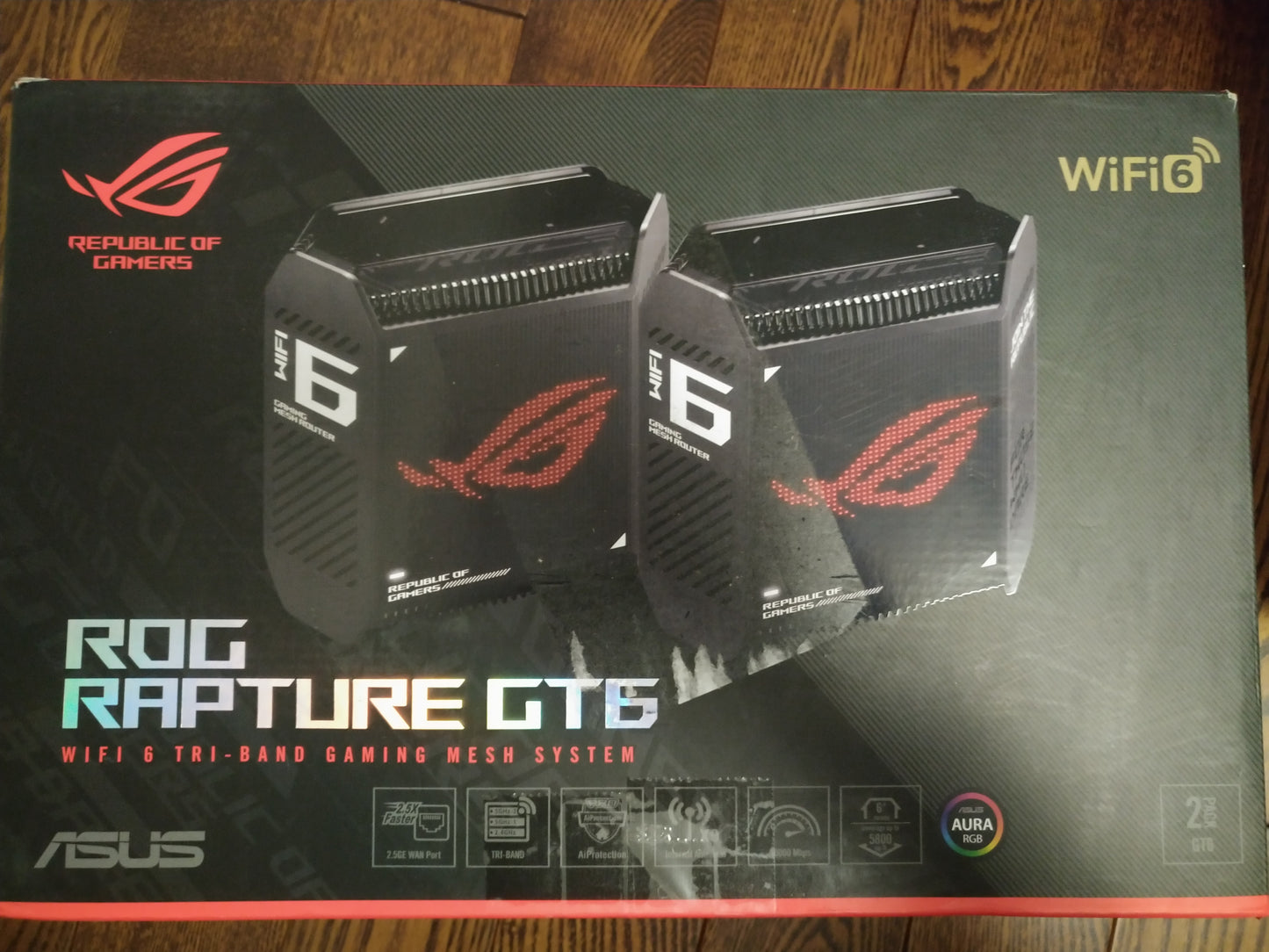ASUS ROG Rapture GT6 (2PK) WiFi 6 Gaming Mesh System, Black