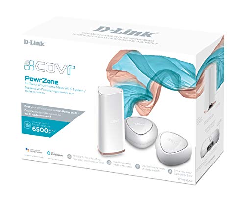 D-Link COVR-R2203 Covr PowrZone Mesh Wi-Fi System with Voice Control, 3-Pack