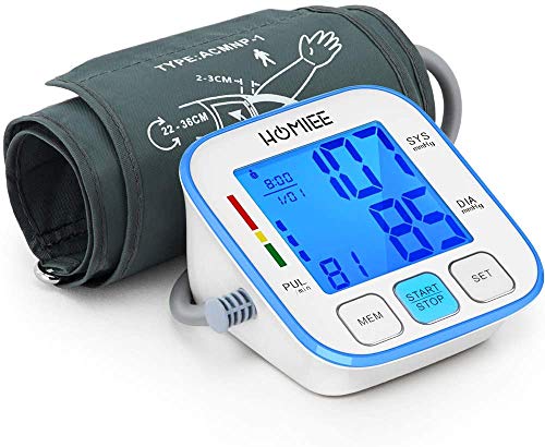 HOMIEE Blood Pressure Monitor with AC Adapter, 4 Large LCD Display Digital  BP Machine, 9-17 Large Arm Cuff Blood Pressure Monitor with AFIB