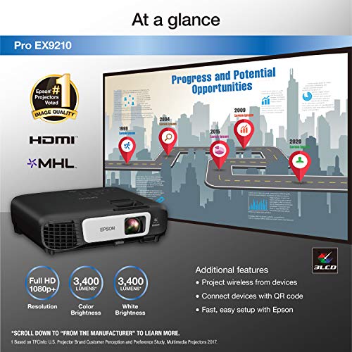Epson Pro EX9210 1080p+ projector WUXGA 3,400 lumens
