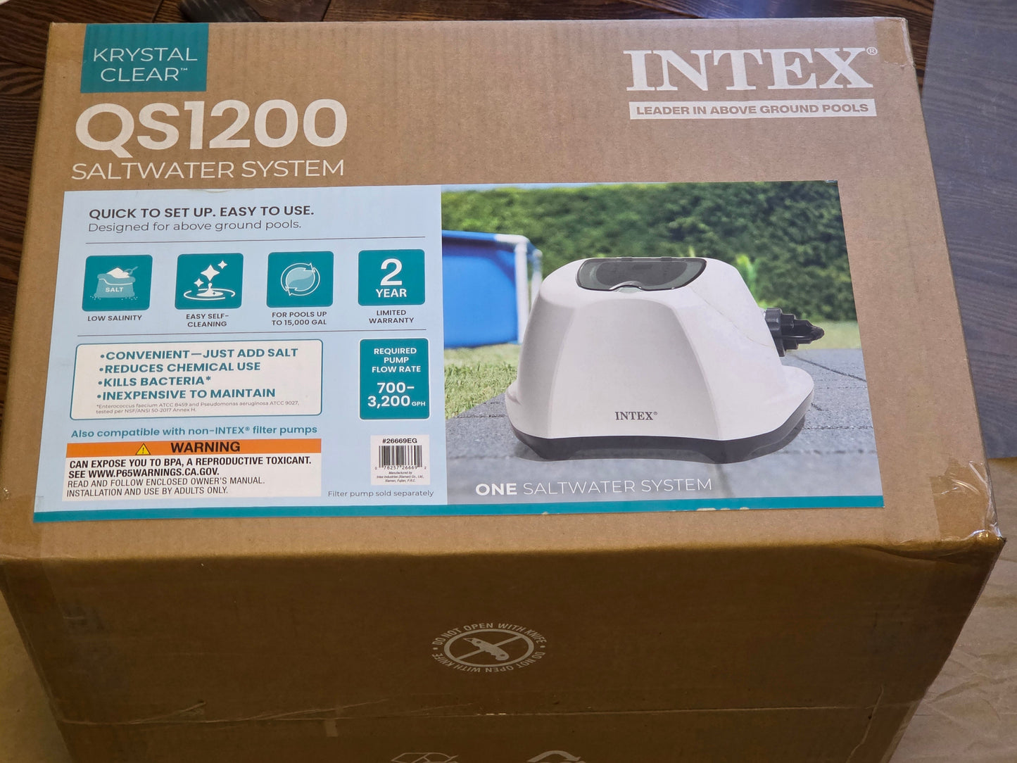 INTEX Krystal Clear QS1200 Saltwater Swimming Pool Chlorine System