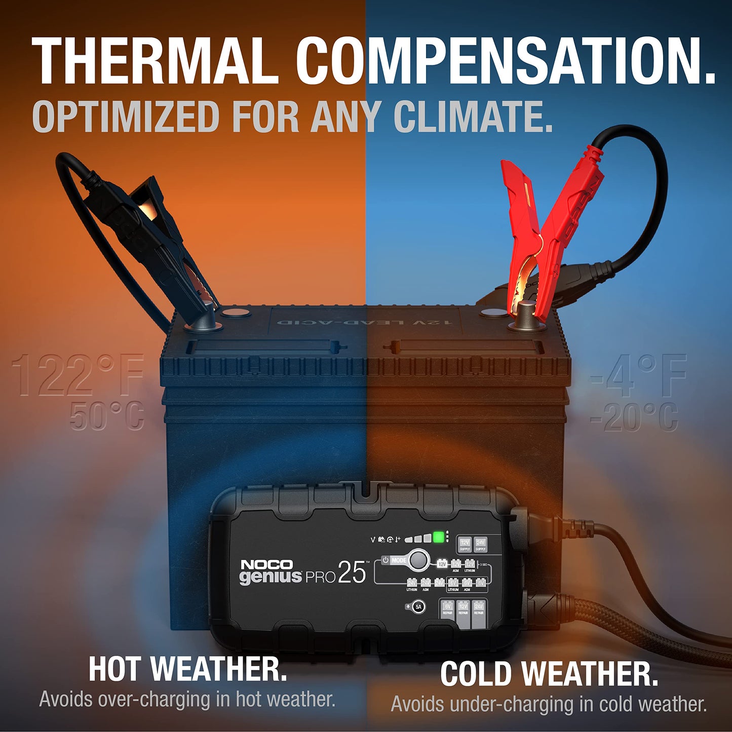 NOCO GENIUSPRO25: 25A 6V/12V/24V Professional Smart Battery Charger