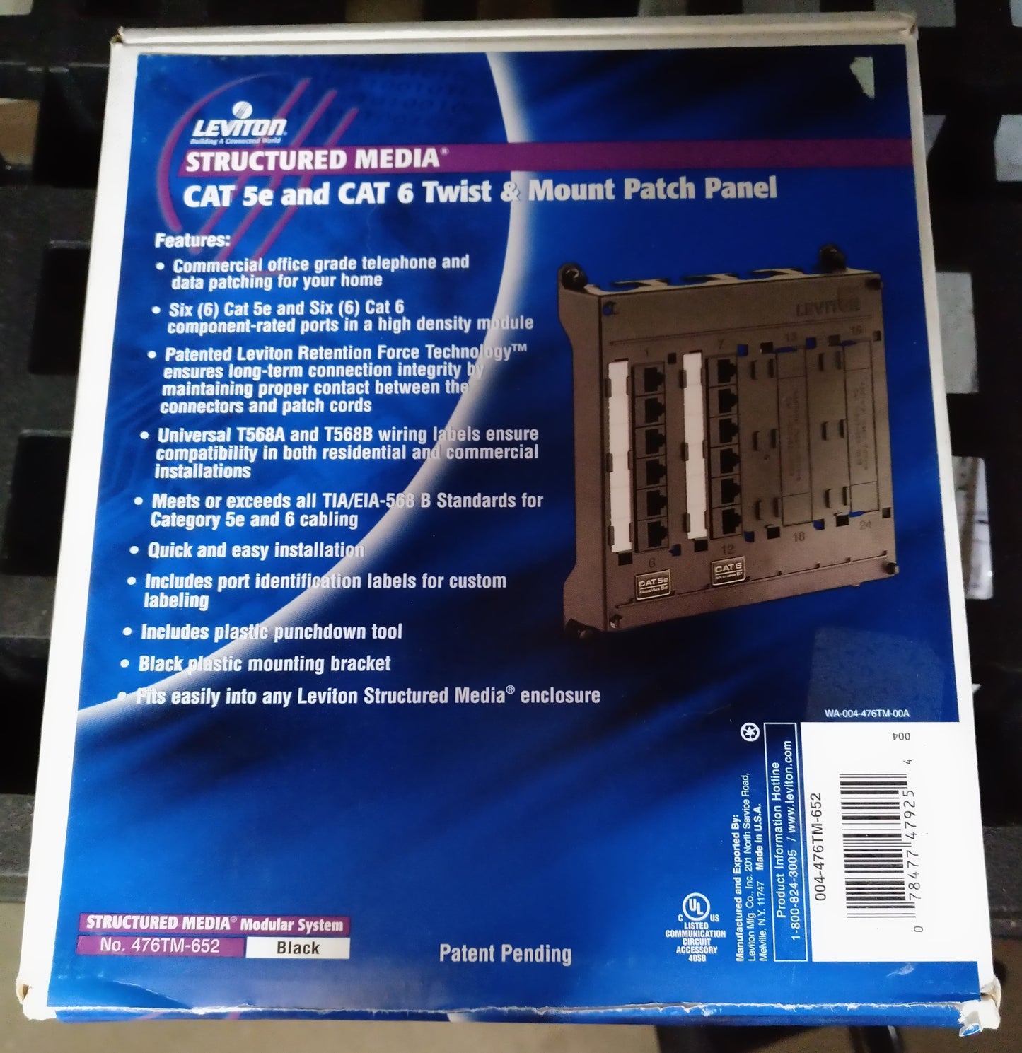 Leviton 476TM-652 Twist and Mount Patch Panel