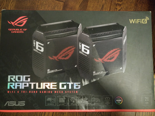 ASUS ROG Rapture GT6 (2PK) WiFi 6 Gaming Mesh System, Black