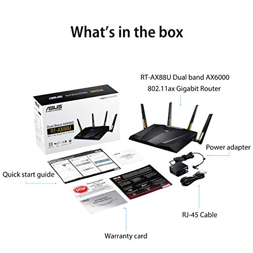 ASUS AX6000 WiFi 6 Gaming Router (RT-AX88U) - 8 GB Ports, AiMesh