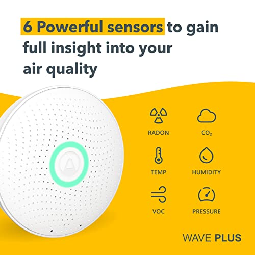 AIRTHINGS Wave Plus Indoor Air Quality Monitor, White