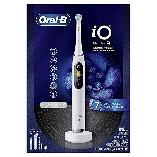 Oral-B iO Series 9 Electric Toothbrush with 4 Heads, White Alabaster