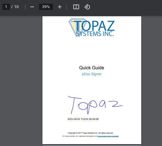 TOPAZ T-LBK57GB Model Series/SignatureGem/LCD 4x3, electronic signature 7.5/10